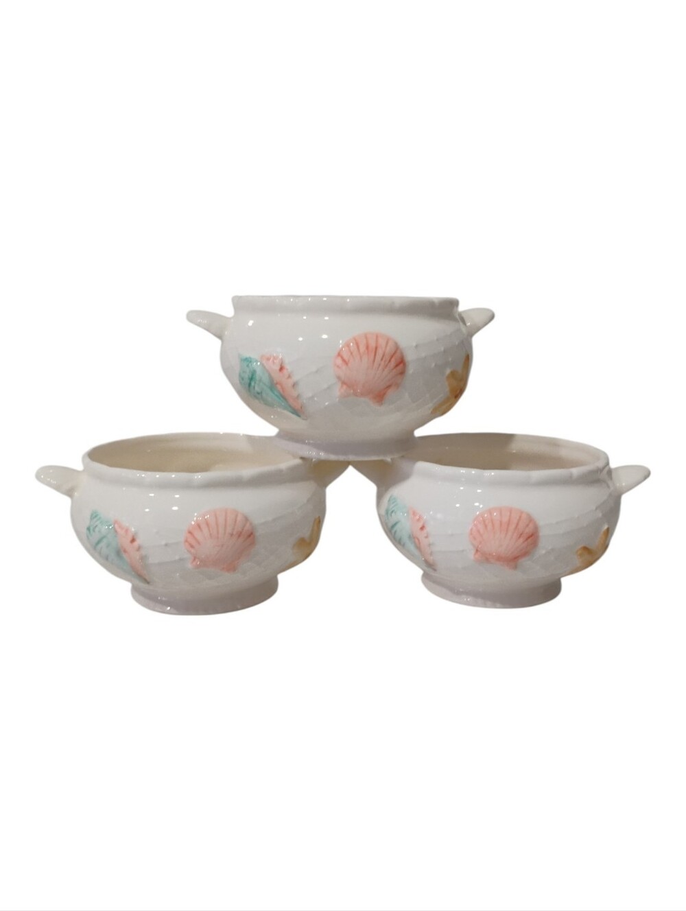 Himark Chowder/Soup White Ceramic Shell Bowl - Set of 3